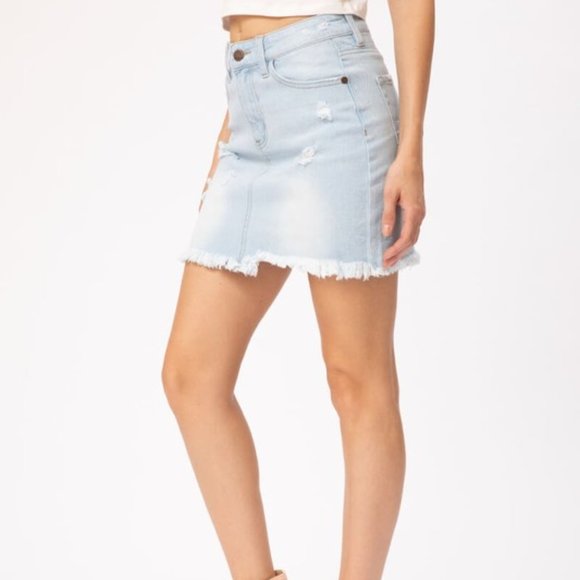 Frayed Hem Denim Skirt - Picture 3 of 3